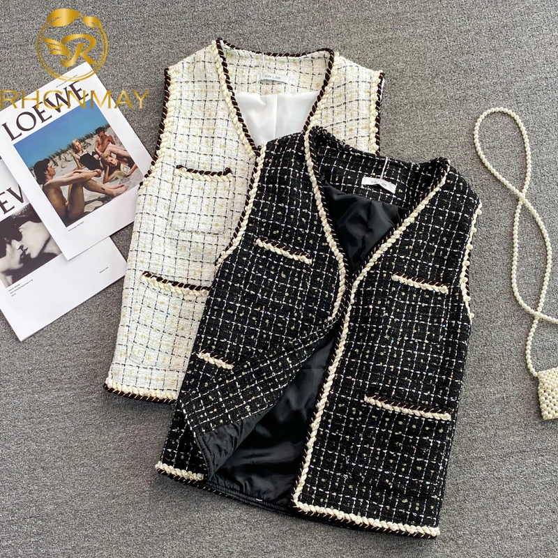 Tweed Vest Women V Neck Single Breasted Pocket Plus Size Waistcoat 2021 New Autumn Fashion Plaid Office Ladies Vests
Tweed Vest Women V Neck Single Breasted Pocket Plus Size Waistcoat 2021 New Autumn Fashion Plaid Office Ladies Vests