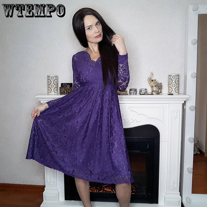 Elegant Lace Floral Dress for Women Black V Neck Sexy Long Sleeve Casual Slim Midi Dresses Night Party Fashion vestidos Female
Elegant Lace Floral Dress for Women Black V Neck Sexy Long Sleeve Casual Slim Midi Dresses Night Party Fashion vestidos Female