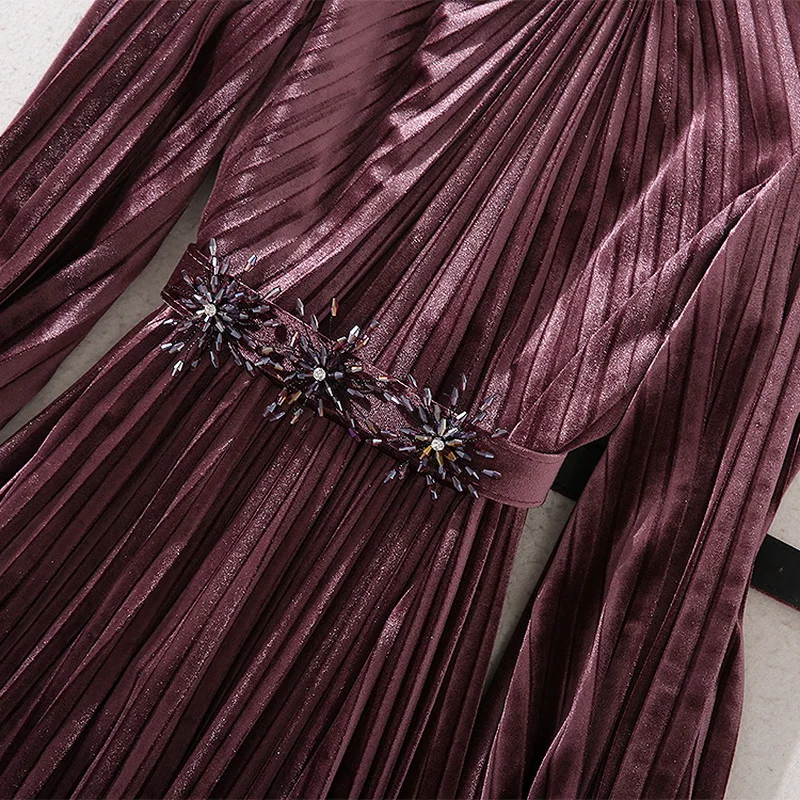 Winter 2021 Autumn Long Party Evening Vestidos Women Crystal Beading Belt Deco Long Sleeve Purple Apricot Pleated Dress Maxi
Winter 2021 Autumn Long Party Evening Vestidos Women Crystal Beading Belt Deco Long Sleeve Purple Apricot Pleated Dress Maxi