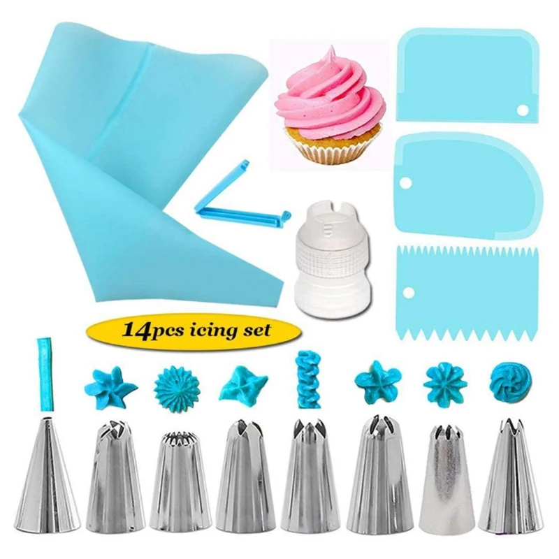 14pcs/Set Reusable Icing Piping Nozzles Set Pastry Bag Cake Decorating Tools Scraper Flower Cream Tips Converter Baking Cup
14pcs/Set Reusable Icing Piping Nozzles Set Pastry Bag Cake Decorating Tools Scraper Flower Cream Tips Converter Baking Cup