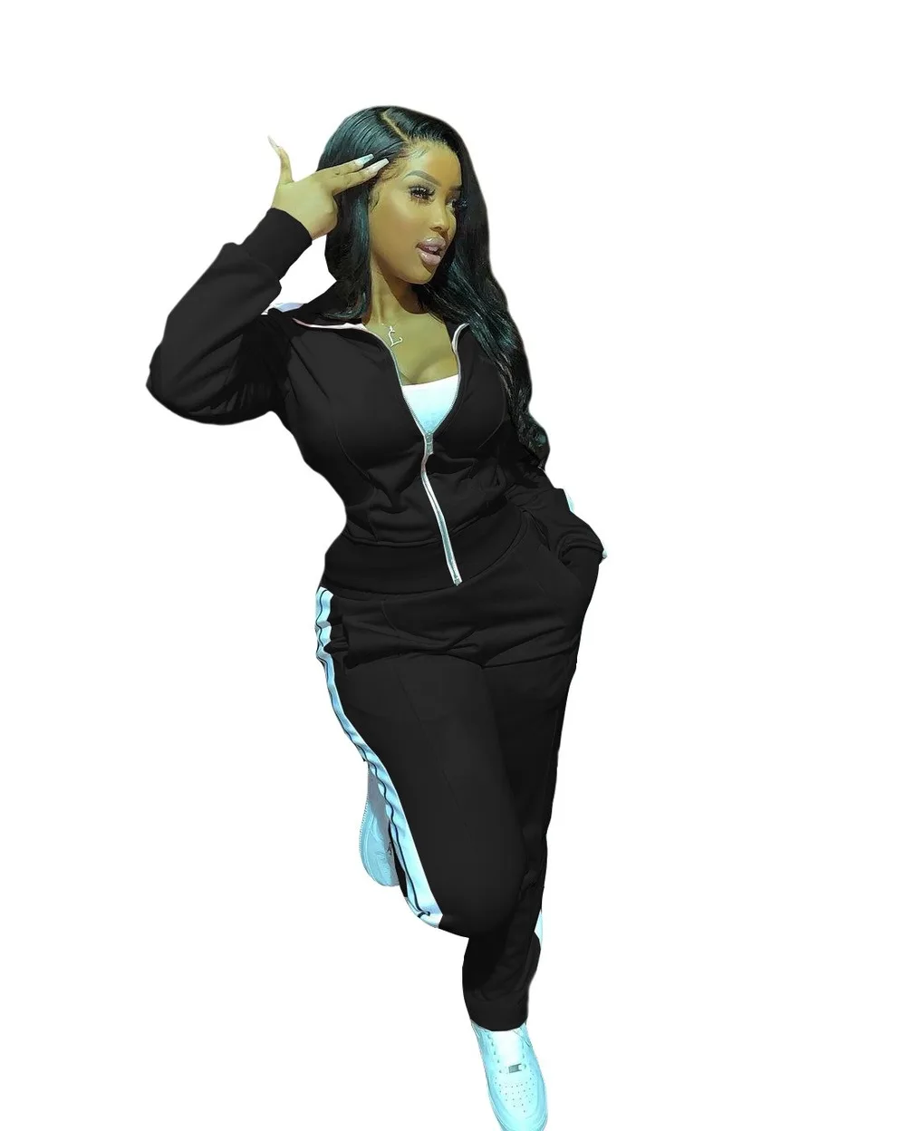 European and American Women's Solid Color Stitching Sports and Leisure Two-piece Suit Two Piece Set
European and American Women's Solid Color Stitching Sports and Leisure Two-piece Suit Two Piece Set