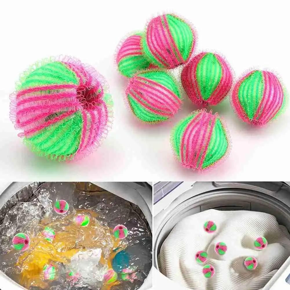 

6Pcs Washing Machine Hair Remover Laundry Ball Fluff Removal Ball Hair Sticking Cleaning Cleaning W9U7