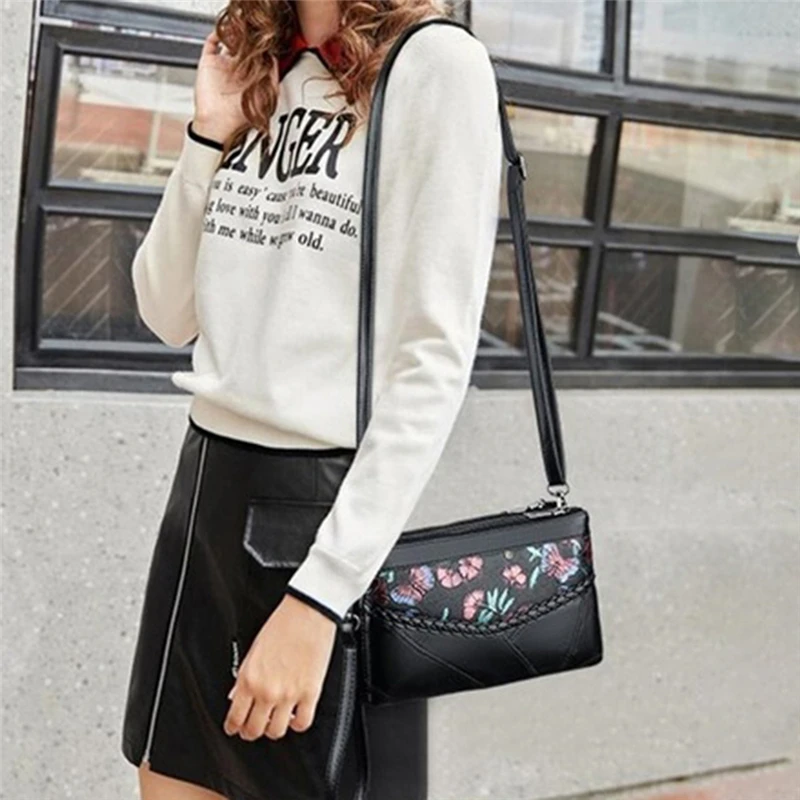 

Handbag New Fashion Sheepskin Women Soft Leather Handbag With Braid Spliced Sheepskin Small Bag