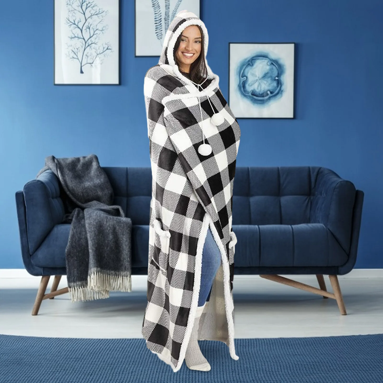 Одеяло с капюшоном, утепленная и длинная теплая куртка, повседневное одеяло в красно-черную клетку с принтом, рождественское одеяло для дом...
Одеяло с капюшоном, утепленная и длинная теплая куртка, повседневное одеяло в красно-черную клетку с принтом, рождественское одеяло для дом...