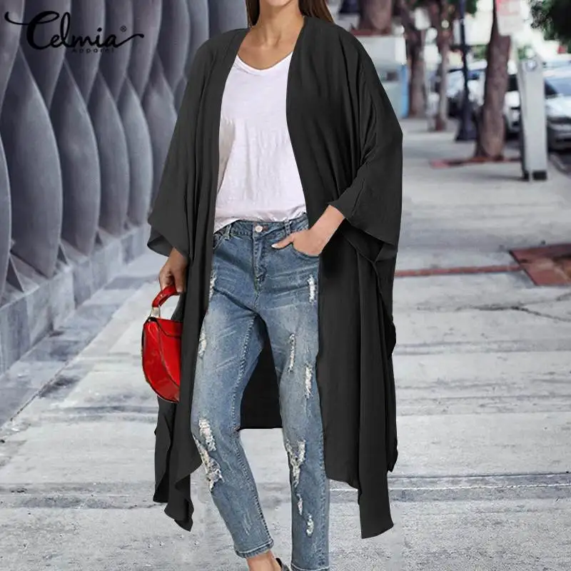 2022 Women's Fashion Blouses Celmia Kimono Cardigan Long Shirts Casual Loose Solid Beach Cover Up Long Sleeve Tops 7
2022 Women's Fashion Blouses Celmia Kimono Cardigan Long Shirts Casual Loose Solid Beach Cover Up Long Sleeve Tops 7