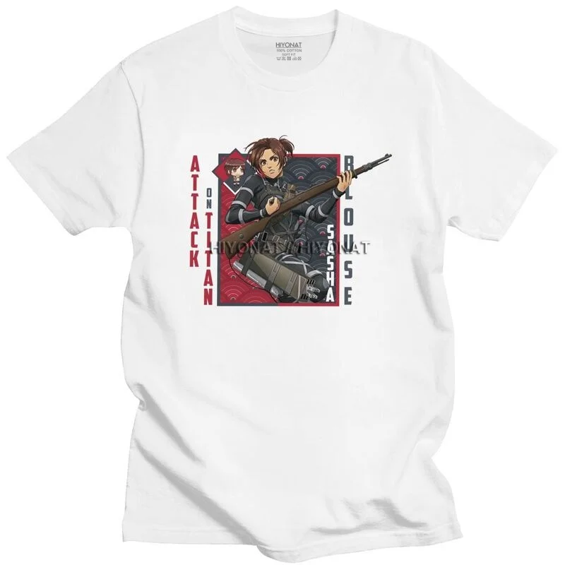 Attack On Titan Sasha Braus T Shirt Men Pure Cotton Tshirt Graphic Tees Top Short Sleeved Anime Manga T-shirt Slim Fit Apparel
Attack On Titan Sasha Braus T Shirt Men Pure Cotton Tshirt Graphic Tees Top Short Sleeved Anime Manga T-shirt Slim Fit Apparel