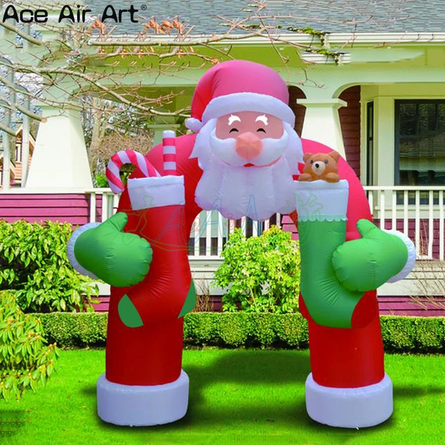 

Holiday Arch With Xmas Stocking Cross-legged Christmas Inflatable Santa Claus Archway Party Decorations Made By Ace Air Art