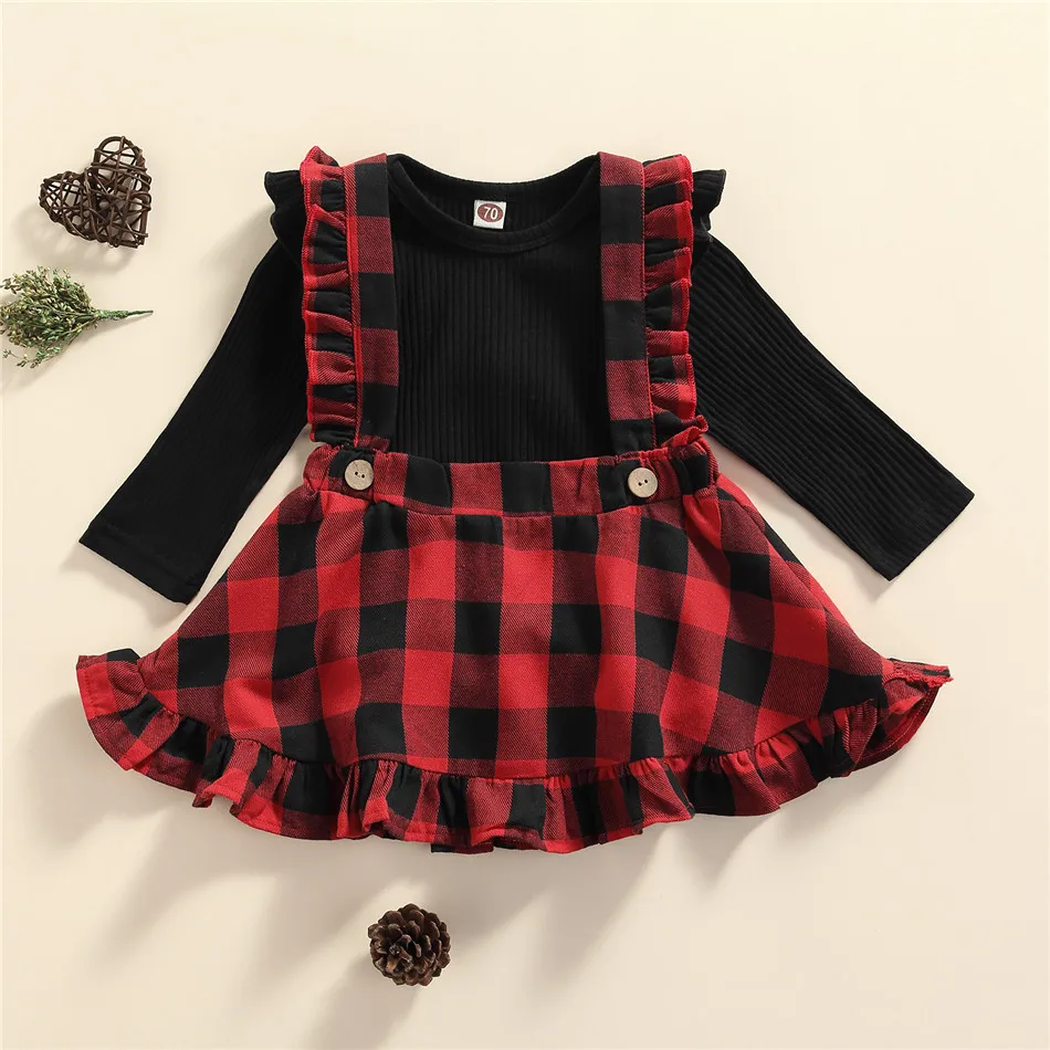 Infant Toddler Baby Girl Fall Clothes, Ruffle Long Sleeve Rib Knit Bodysuit + Plaid Suspender Skirt Set Children Fashion Set
Infant Toddler Baby Girl Fall Clothes, Ruffle Long Sleeve Rib Knit Bodysuit + Plaid Suspender Skirt Set Children Fashion Set