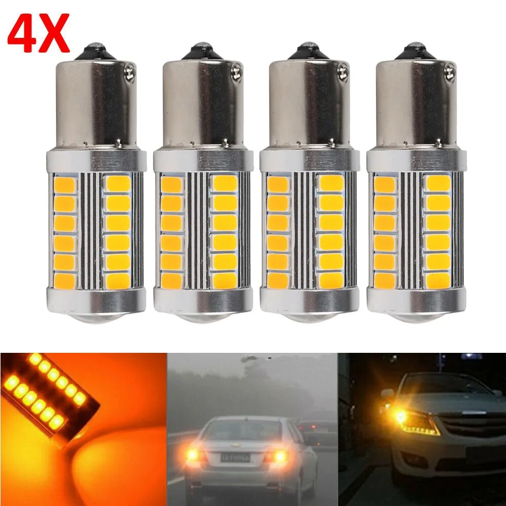 4pcs Car BAU15S 33LED Turn Signals Lights PY21W Yellow Rear Indicator 12V Bulbs Universal Directional Accessories
4pcs Car BAU15S 33LED Turn Signals Lights PY21W Yellow Rear Indicator 12V Bulbs Universal Directional Accessories