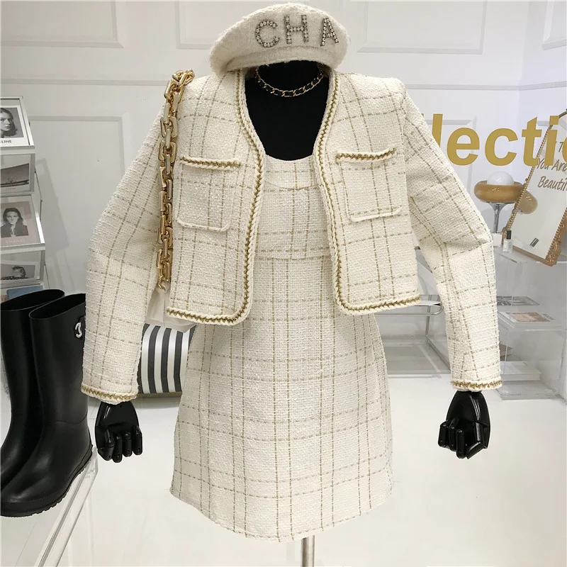 Temperament Two Piece Set Women's 2021 Niche Design Versatile Plaid Suspender Dress + Hepburn Coat
Temperament Two Piece Set Women's 2021 Niche Design Versatile Plaid Suspender Dress + Hepburn Coat
