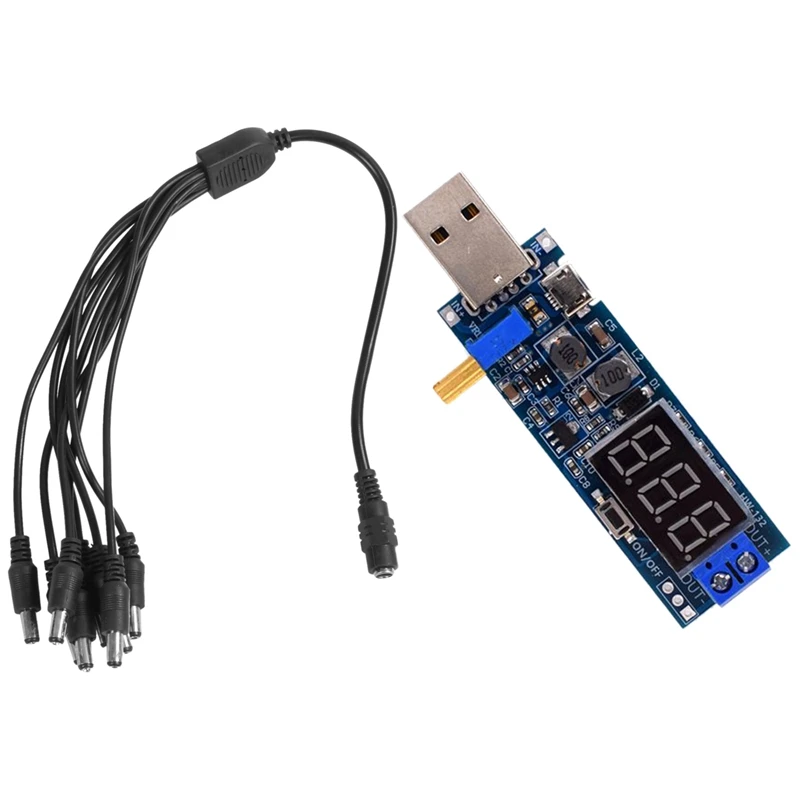 1 шт. 8-канальный разветвитель, кабель питания постоянного тока, источник питания и 1 шт. понижающий модуль питания USB
1 шт. 8-канальный разветвитель, кабель питания постоянного тока, источник питания и 1 шт. понижающий модуль питания USB