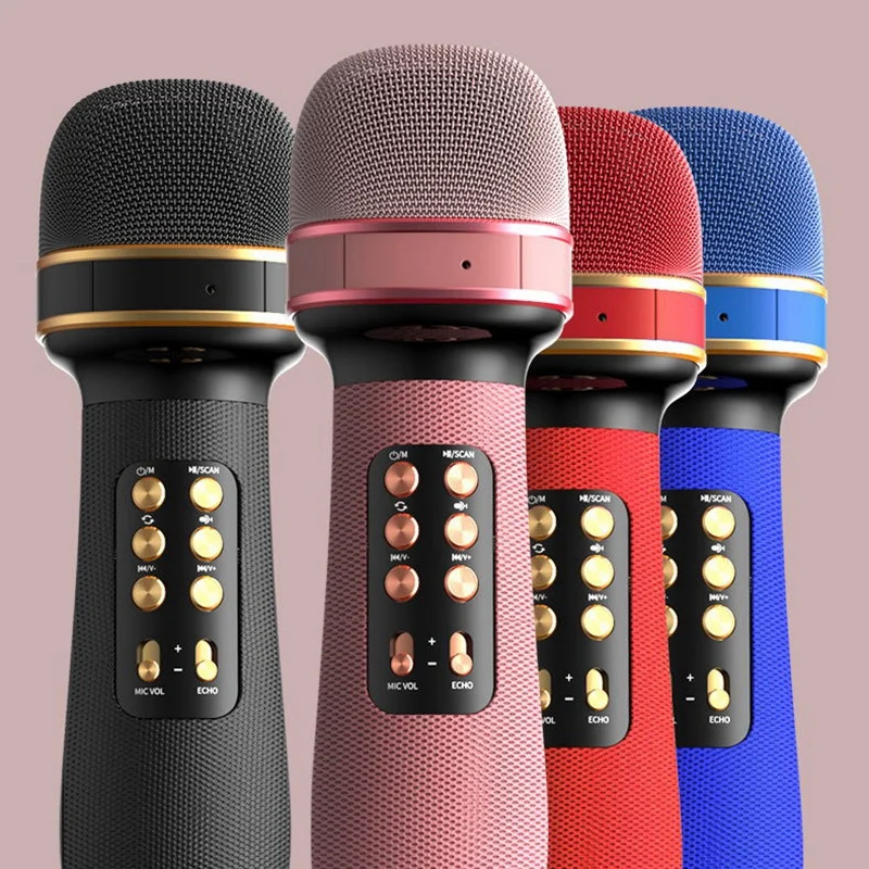 

2 Pcs Wireless Microphone Karaoke Bluetooth Children Singing Audio Integrated Handheld Condenser Microphone Red & Pink