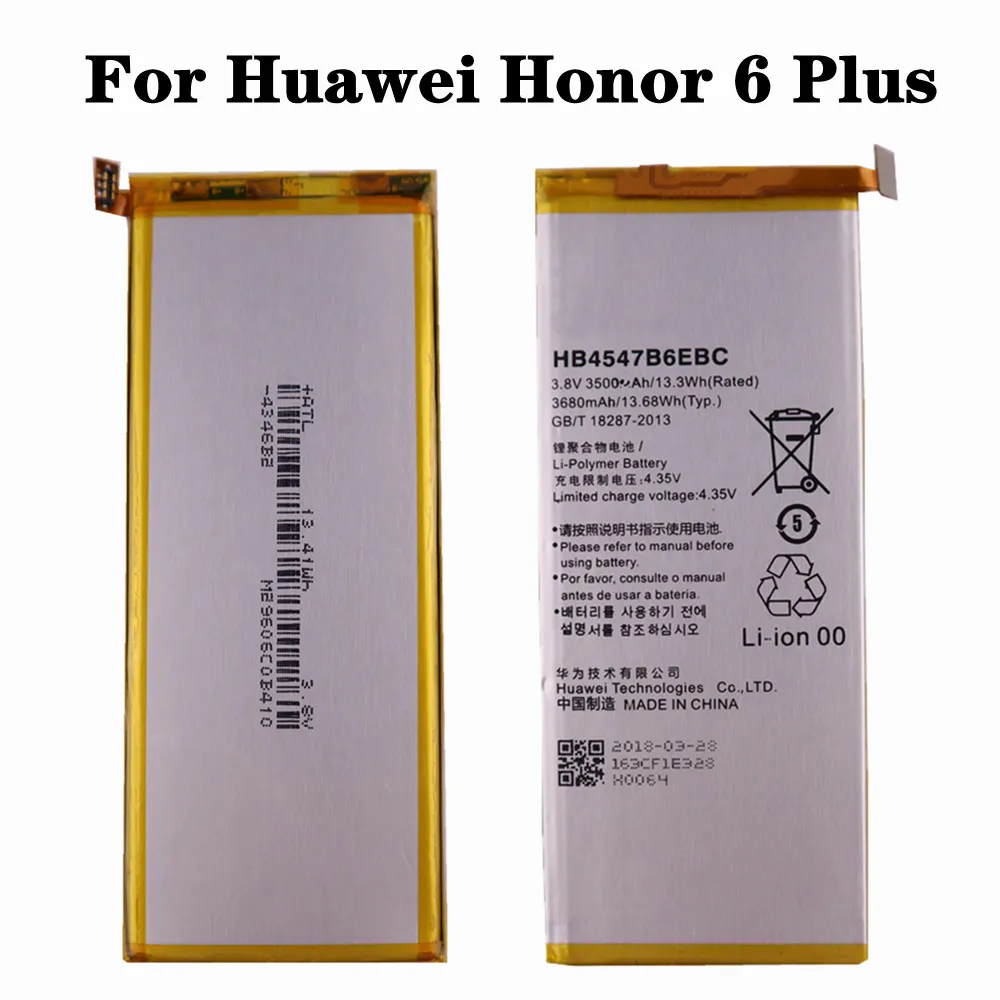 New Genuine High Quality 3500mAh HB4547B6EBC Battery For HuaWei Honor 6 Plus 6plus PE-TL20 UL00 TL10 CL00 Bateria
New Genuine High Quality 3500mAh HB4547B6EBC Battery For HuaWei Honor 6 Plus 6plus PE-TL20 UL00 TL10 CL00 Bateria