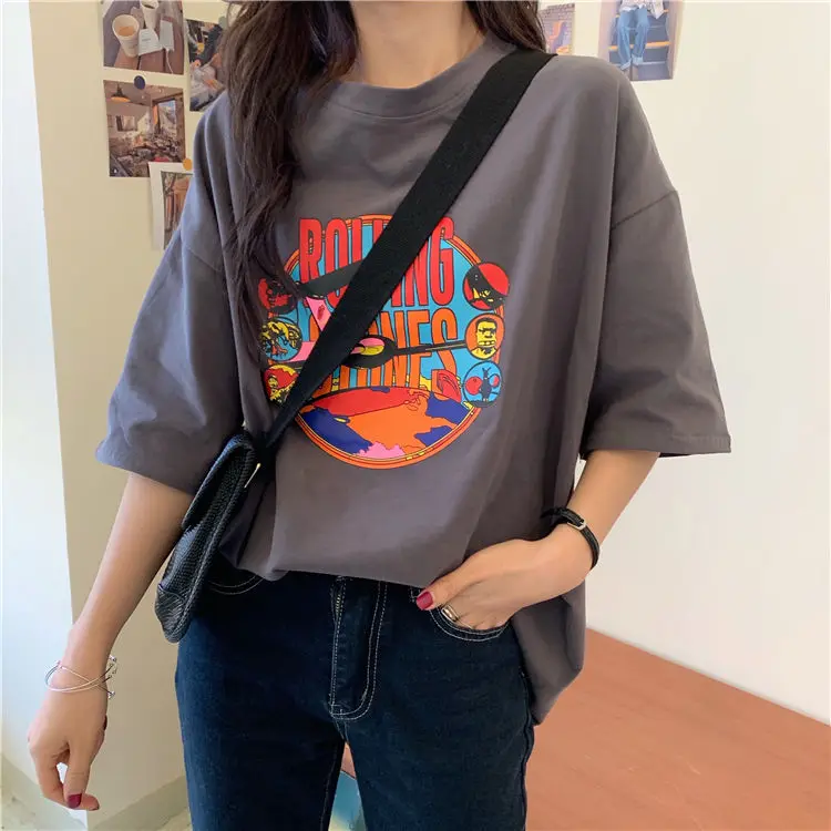 Cotton short sleeve T-shirt women's summer wear 2021 new Korean loose student versatile print top women
Cotton short sleeve T-shirt women's summer wear 2021 new Korean loose student versatile print top women