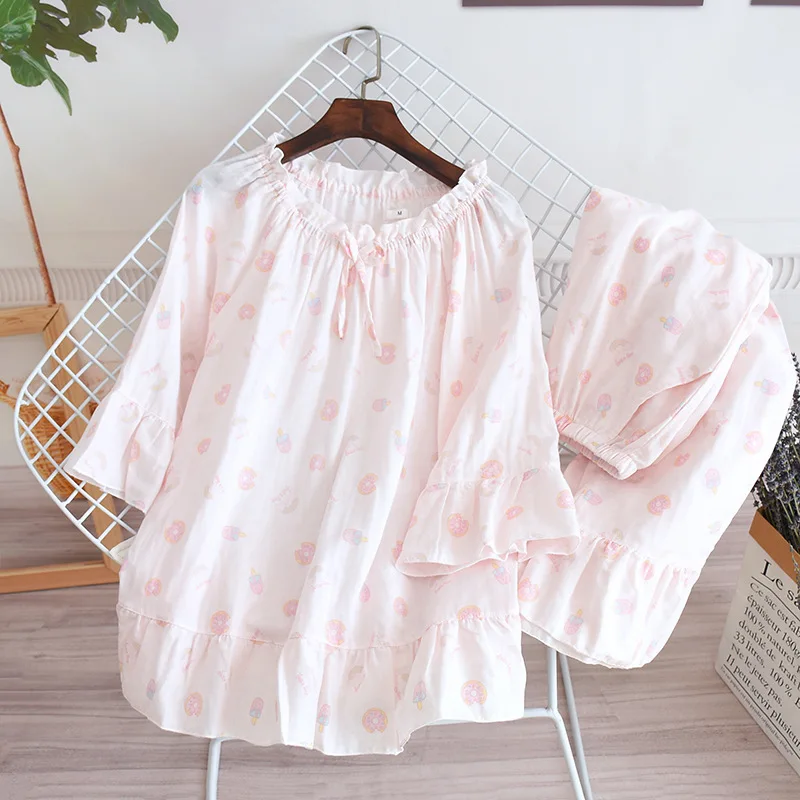 Ladies Spring and Autumn Pullover Pajamas, Cotton Long-sleeved Plus Size Home Service Style Sweet and Cute Satin Pyjamas Women
Ladies Spring and Autumn Pullover Pajamas, Cotton Long-sleeved Plus Size Home Service Style Sweet and Cute Satin Pyjamas Women