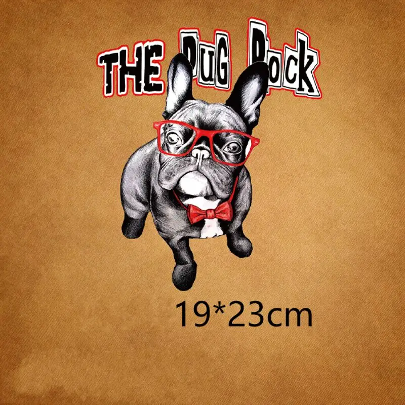 23x19cm Fashion Pug Dog Iron on Patches For DIY Heat Transfer Clothes T-shirt Thermal transfer stickers Decoration Printing
23x19cm Fashion Pug Dog Iron on Patches For DIY Heat Transfer Clothes T-shirt Thermal transfer stickers Decoration Printing