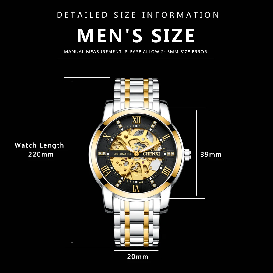 Часы CHENXI Мужские автоматические механические наручные часы самоветра мужские