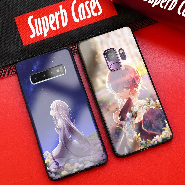 Чехол для телефона Re Zero Аниме Ram Rem Emilia Samsung Galaxy S8 S9 S10e S10 S20 Ultra Note 8 9 10 Plus стеклянный