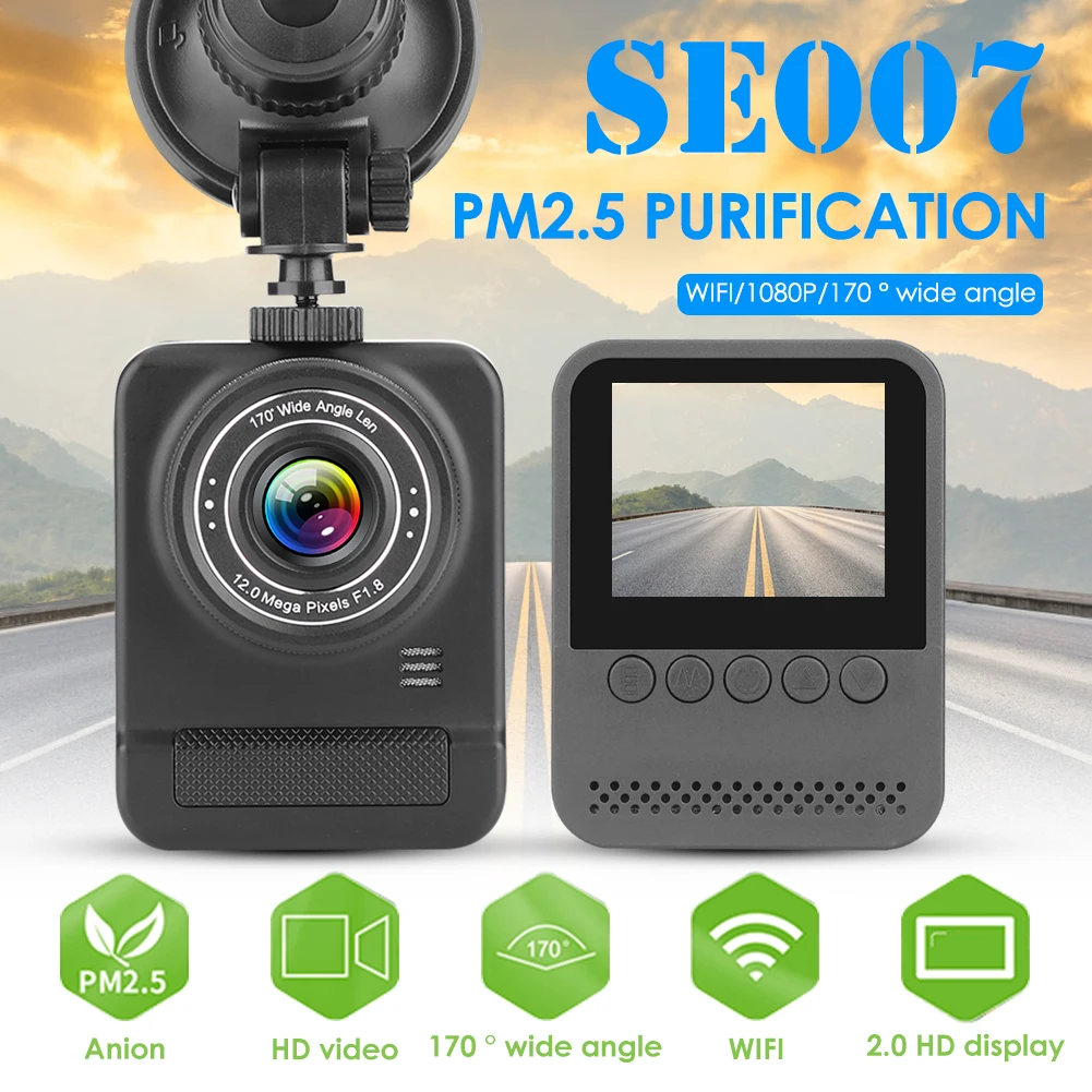 SE007 WiFi 2K HD Car DVR Camera 170 Wide Angle Night Vision Dashcam Ionizer Air Freshener PM2.5 Eleminator Automobile recorder
SE007 WiFi 2K HD Car DVR Camera 170 Wide Angle Night Vision Dashcam Ionizer Air Freshener PM2.5 Eleminator Automobile recorder