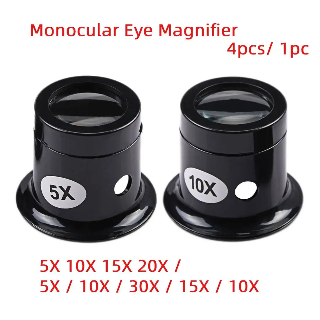 Magnifying Glass Jewelers Eye Loupe Lens Monocular Magnifier for Jeweler/ Watch Repair Kit Tools 5X 10X 15X 20X 4pcs/ 1pcs
Magnifying Glass Jewelers Eye Loupe Lens Monocular Magnifier for Jeweler/ Watch Repair Kit Tools 5X 10X 15X 20X 4pcs/ 1pcs