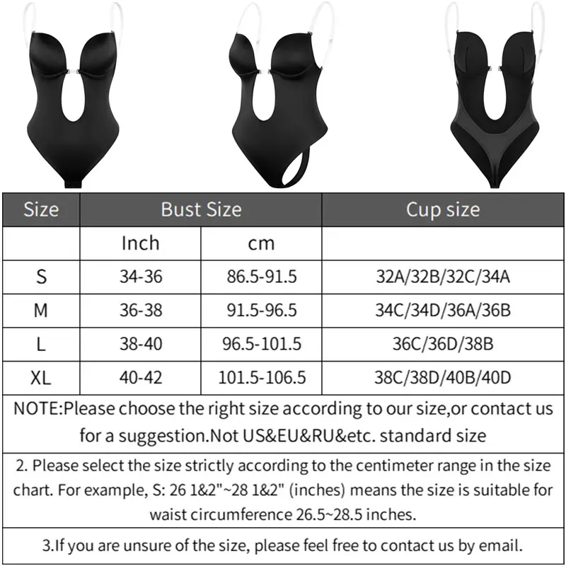 

Women Plunging Deep V-Neck Body Shaper Strapless Backless Bodysuit Shapewear U Plunge Seamless Thong Full Bodysuits For Wedding