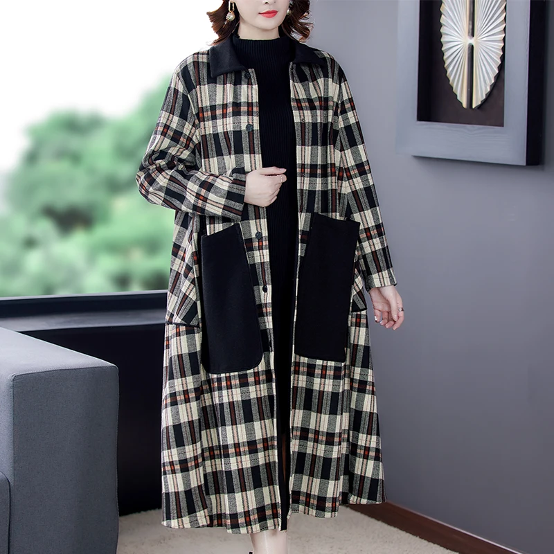 Free Shipping Leisure Lattice Long Wool Coat Loose Temperament Oversized Clothes For Mother Spring Winter Casual Coats
Free Shipping Leisure Lattice Long Wool Coat Loose Temperament Oversized Clothes For Mother Spring Winter Casual Coats