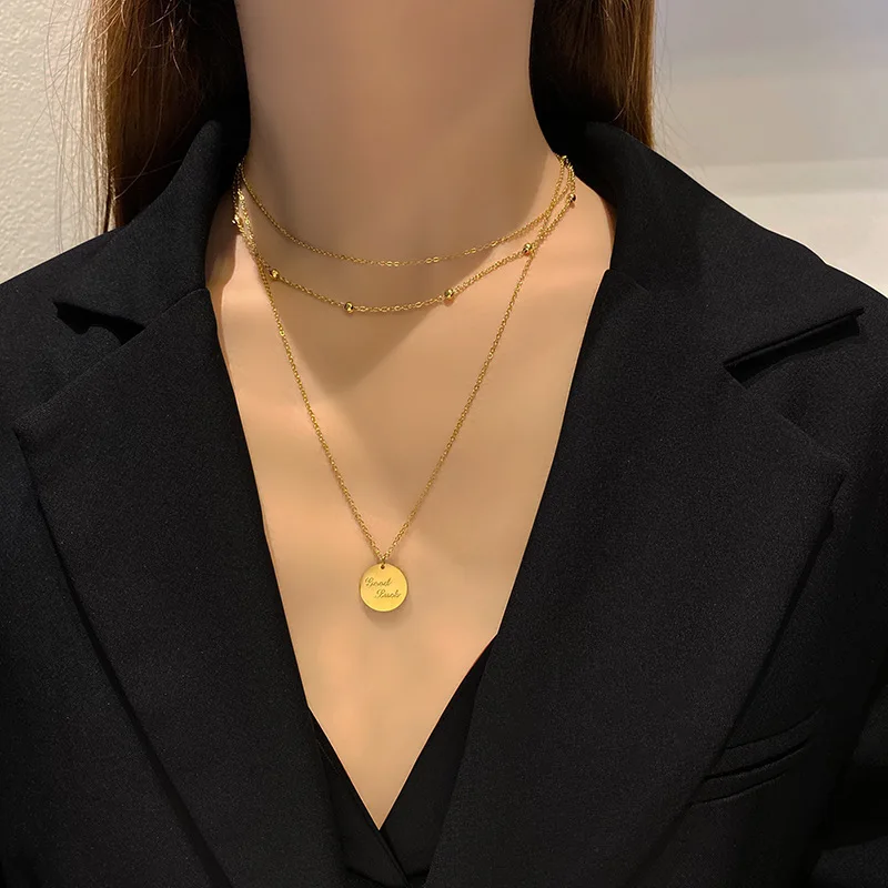 The new popular simple fashion personality versatile multi-layer Goodluck titanium steel lady necklace
The new popular simple fashion personality versatile multi-layer Goodluck titanium steel lady necklace
