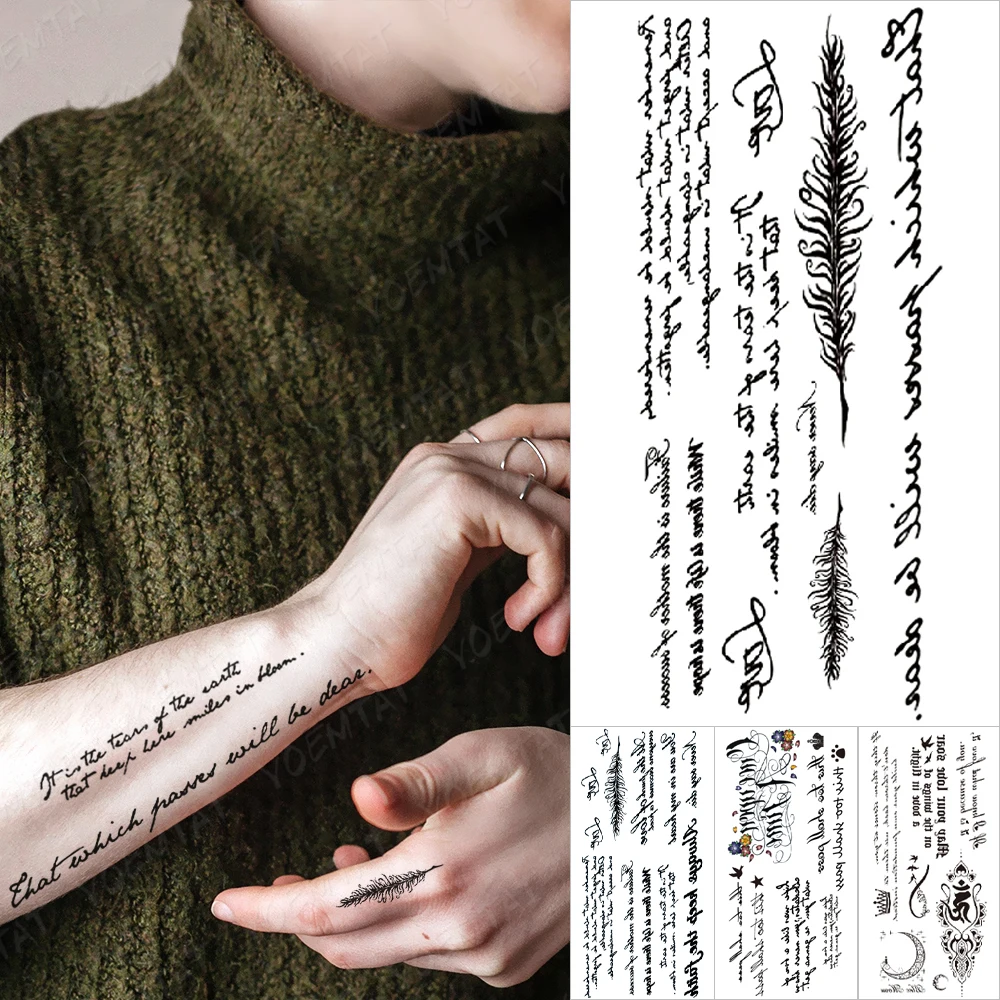 Handwriting Text Waterproof Temporary Tattoo Sticker English Arabic Letter Sanskrit Black Word Body Art Transfer Tatto Women Men
Handwriting Text Waterproof Temporary Tattoo Sticker English Arabic Letter Sanskrit Black Word Body Art Transfer Tatto Women Men