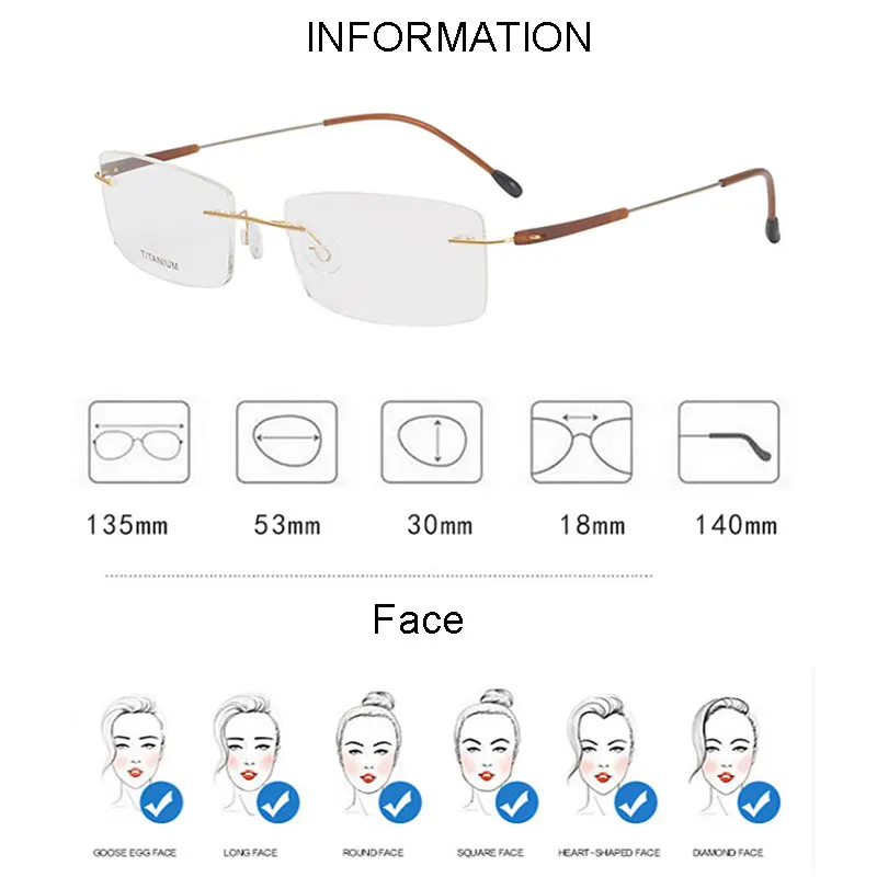 Men Business Style Pure Titanium Frame Glasses Rimless Eye Glasses Nearsighted Spectacles with Spring Hinges New Arrival
Men Business Style Pure Titanium Frame Glasses Rimless Eye Glasses Nearsighted Spectacles with Spring Hinges New Arrival