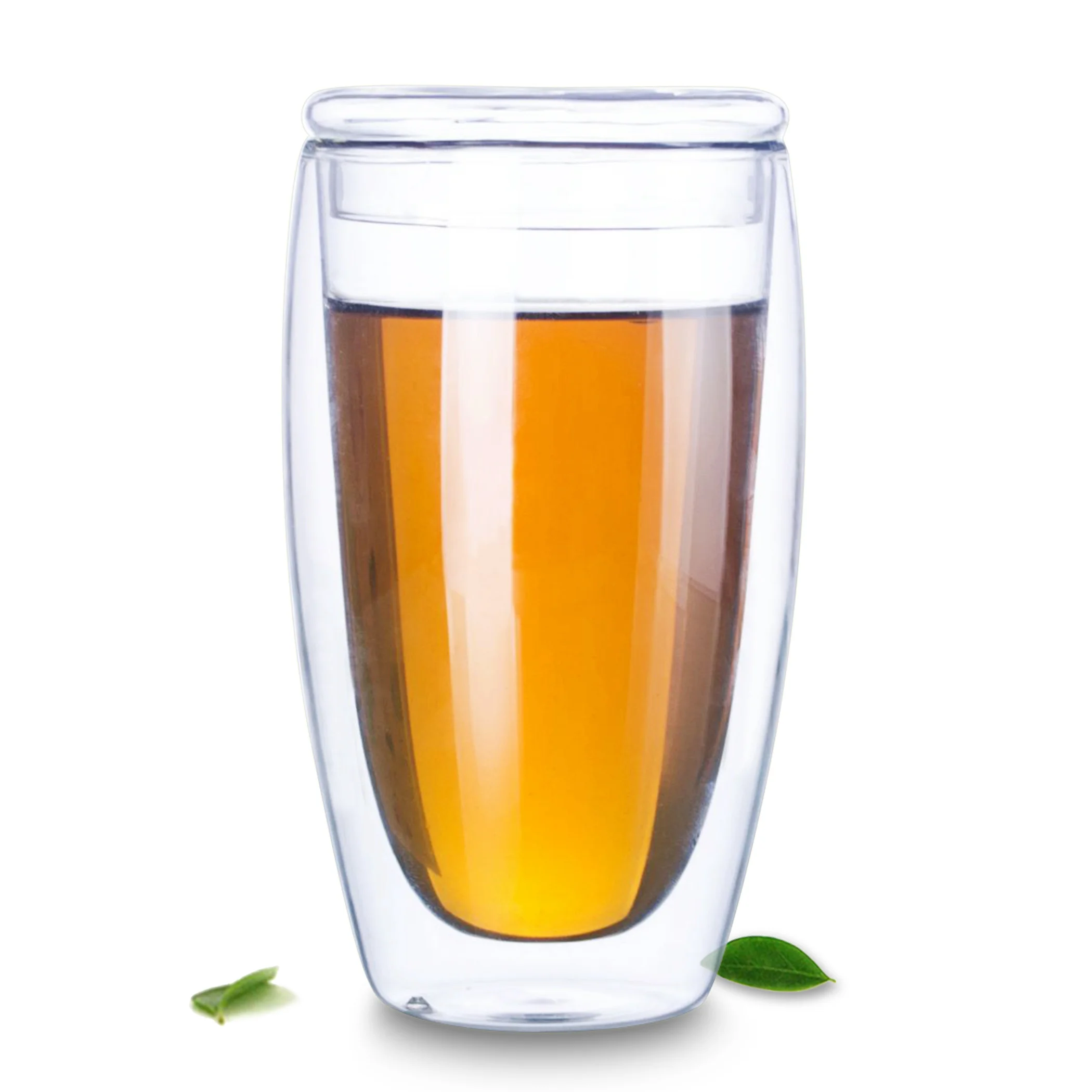 

Lots Heat Resistant Clear Glass Double Wall Wine Tea Water Mug Egg-shaped Body with Lid