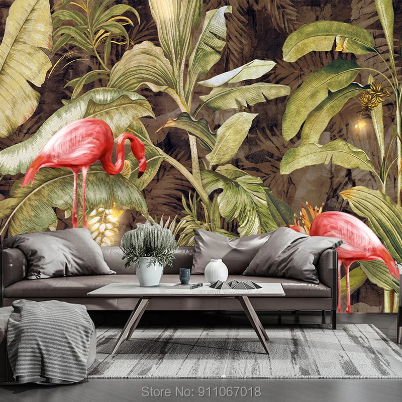 Новые водонепроницаемые 3D-обои с изображением банановых листьев и фламинго, настенные наклейки на заказ, бумаги, домашний декор, фон для гос... 
Новые водонепроницаемые 3D-обои с изображением банановых листьев и фламинго, настенные наклейки на заказ, бумаги, домашний декор, фон для гос...