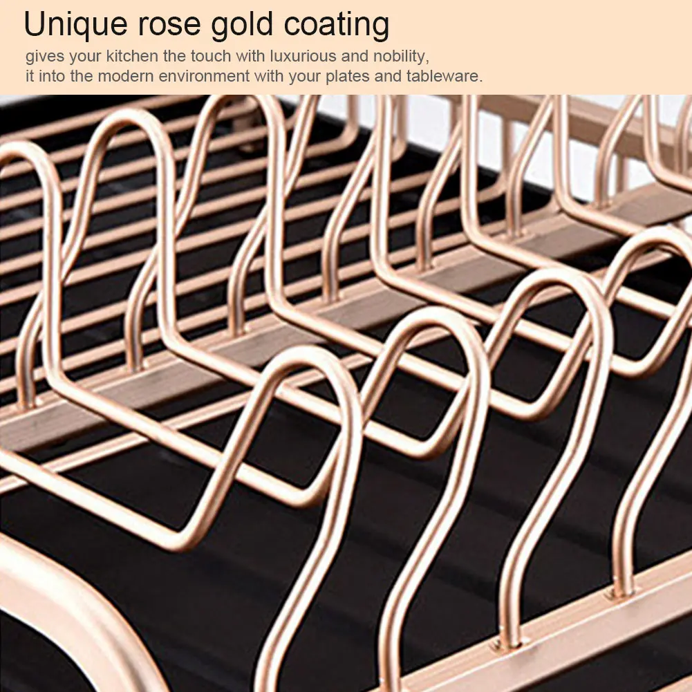 For Kitchen Home Aluminum Dish Drying Rack Easy Clean Cutlery Space Saving Drainboard Storage With Chopstick Holder Accessories 
For Kitchen Home Aluminum Dish Drying Rack Easy Clean Cutlery Space Saving Drainboard Storage With Chopstick Holder Accessories