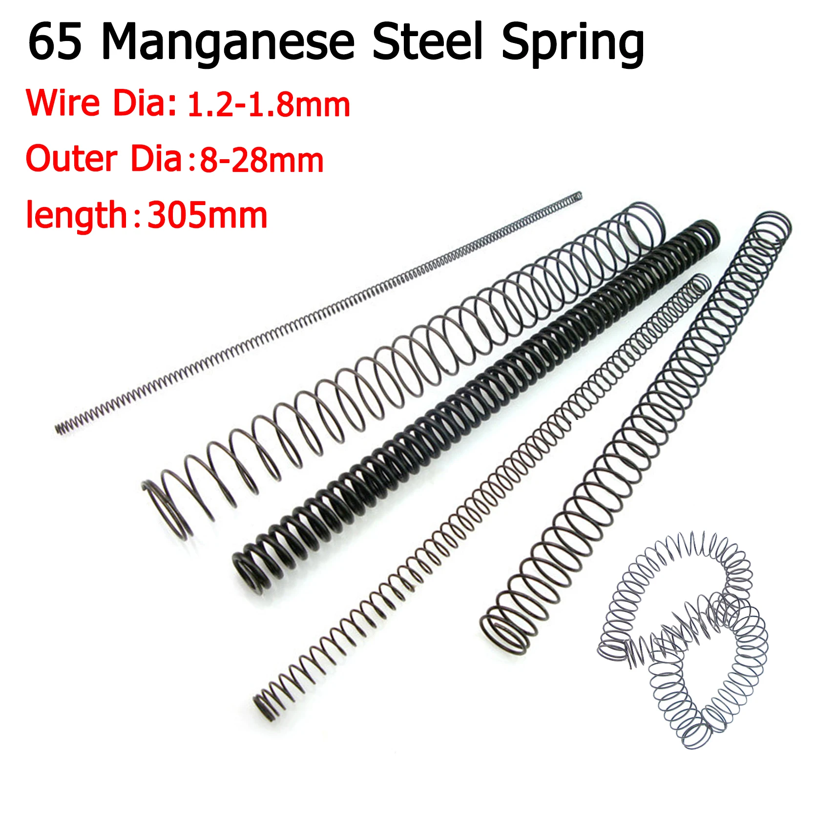 2Pcs Y-type Spring 65 Manganese Steel Pressure Spring Wire Dia 1.2-1.8mm Outer Dia 8-28mm Length 305mm Compression Spring
2Pcs Y-type Spring 65 Manganese Steel Pressure Spring Wire Dia 1.2-1.8mm Outer Dia 8-28mm Length 305mm Compression Spring