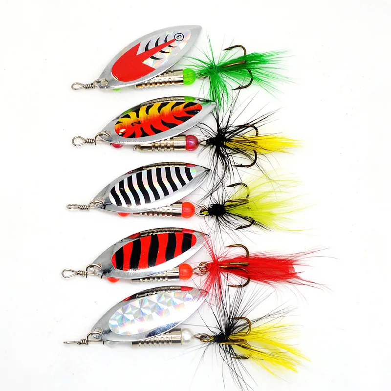 Fishing Lure Spinner Bait Rotation Sequins Metal Spoons Feather Jig Hook Artificial Lures Bass Culter 5 Pieces Set
Fishing Lure Spinner Bait Rotation Sequins Metal Spoons Feather Jig Hook Artificial Lures Bass Culter 5 Pieces Set