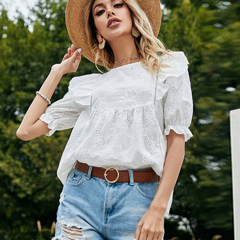 Белая блузка GypsyLady из 100% хлопка, Кружевная летняя прозрачная блузка с рукавами-фонариками, оборками и V-образным вырезом, Женский шикарный то...
Белая блузка GypsyLady из 100% хлопка, Кружевная летняя прозрачная блузка с рукавами-фонариками, оборками и V-образным вырезом, Женский шикарный то...