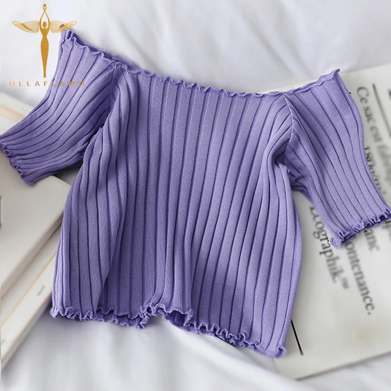 Off Shoulder T shirt Women Knitting Crop Tops Fashion Short Sleeve Skinny Tops Cotton Tshirt Korean Clothing Summer Women Tshirt
Off Shoulder T shirt Women Knitting Crop Tops Fashion Short Sleeve Skinny Tops Cotton Tshirt Korean Clothing Summer Women Tshirt