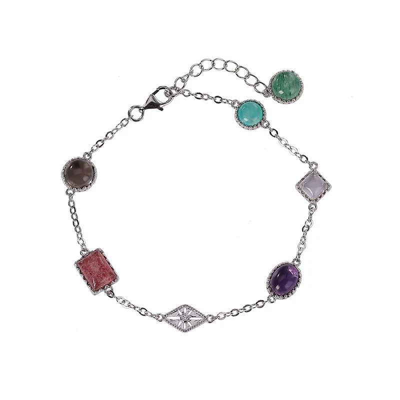 925 sterling silver Strawberry quartz Citrine Amethyst White TIANHESHI Crystal Colored gems Ladies Fresh bracelet
925 sterling silver Strawberry quartz Citrine Amethyst White TIANHESHI Crystal Colored gems Ladies Fresh bracelet