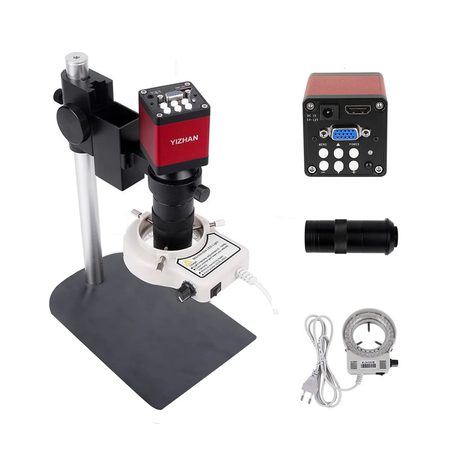 Digital VGA Industrial Microscope Camera Video Microscope sets HD 13MP 60F/S+130X C Mount Lens+LED Ring Light +Metal Stand
Digital VGA Industrial Microscope Camera Video Microscope sets HD 13MP 60F/S+130X C Mount Lens+LED Ring Light +Metal Stand