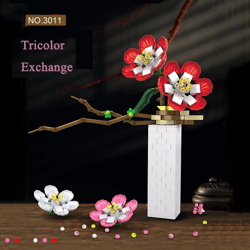 450pcs Three-color Exchangeable Plum Flower Potted Building Blocks Creative Decoration DIY Flower Model Assembled Toy Bricks
450pcs Three-color Exchangeable Plum Flower Potted Building Blocks Creative Decoration DIY Flower Model Assembled Toy Bricks