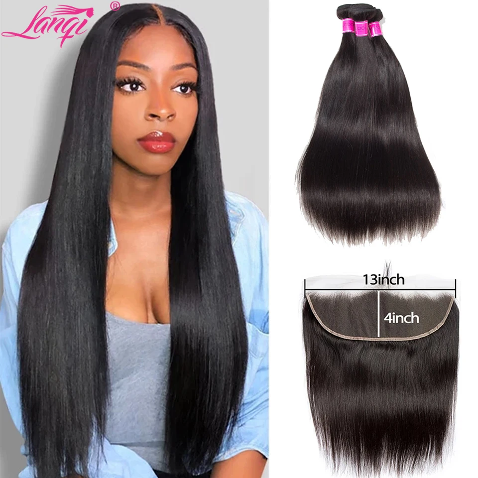 Lanqi Bone Straight 3 Bundles With Lace Frontal Closure Brazilian Peruvian Human Hair Weave Bundles With Frontal With Bundles 
Lanqi Bone Straight 3 Bundles With Lace Frontal Closure Brazilian Peruvian Human Hair Weave Bundles With Frontal With Bundles