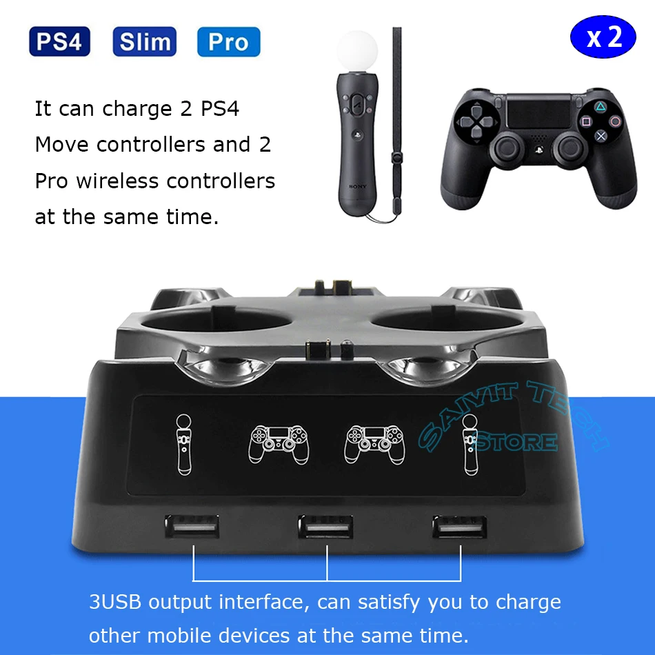 PS4/PS MOVE/PS Очки виртуальной реальности VR Gampad зарядная станция 2 светодиодные