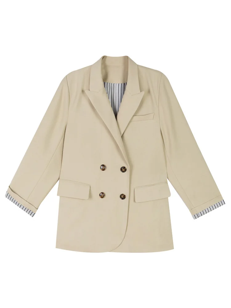 Small Suit Jacket Ladies Khaki Pure Black Suit Collar Fashion British Style Loose Western Clothing 2021 Summer New Style
Small Suit Jacket Ladies Khaki Pure Black Suit Collar Fashion British Style Loose Western Clothing 2021 Summer New Style