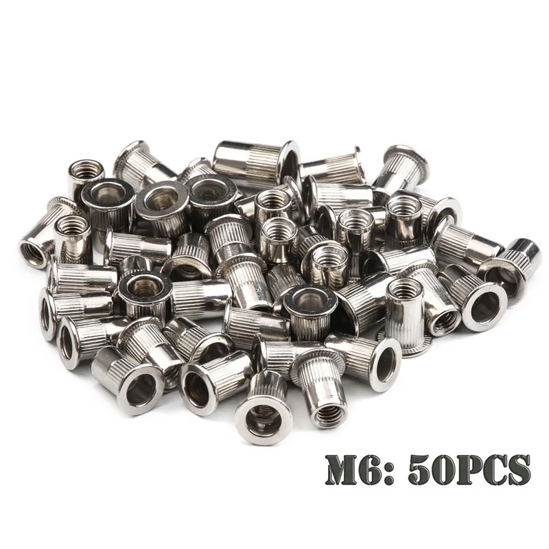 200/50 PCS Stainless Steel/Carbon Steel Flat Head Rivet Nuts Set M3 M4 M5 M6 Insert Reveting Multi Size Rivet Nuts
200/50 PCS Stainless Steel/Carbon Steel Flat Head Rivet Nuts Set M3 M4 M5 M6 Insert Reveting Multi Size Rivet Nuts