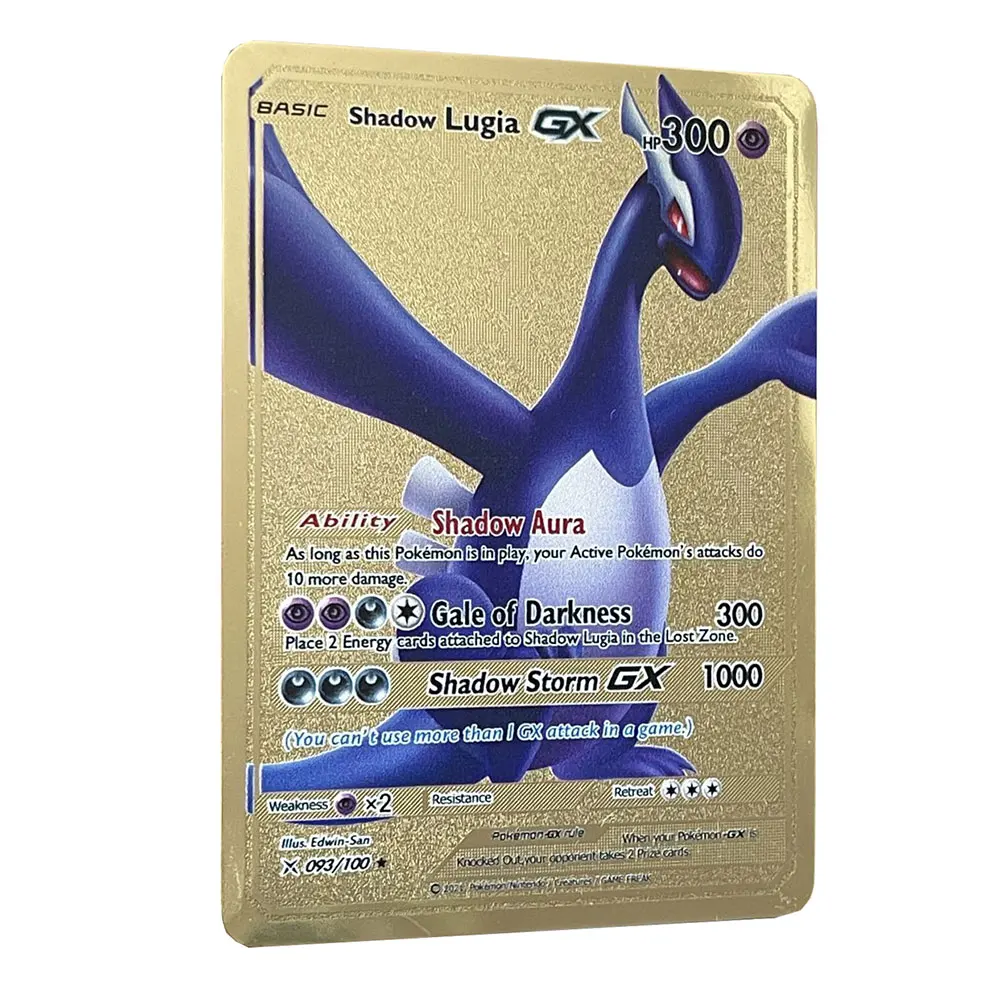 DIY Shadow Lugia GX 1000 Attack Golden Pokemon Cards in English Iron Metal Pokmo Letters Kids Gift Game Collection Cards Rainbow
DIY Shadow Lugia GX 1000 Attack Golden Pokemon Cards in English Iron Metal Pokmo Letters Kids Gift Game Collection Cards Rainbow