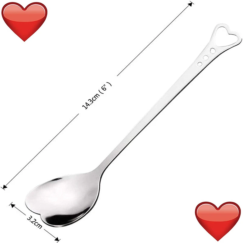 6 Pcs Stainless Steel Heart Shape Coffee Spoon Kitchen Accessories Dessert Sugar Stirring Spoons Teaspoon Dinnerware
6 Pcs Stainless Steel Heart Shape Coffee Spoon Kitchen Accessories Dessert Sugar Stirring Spoons Teaspoon Dinnerware