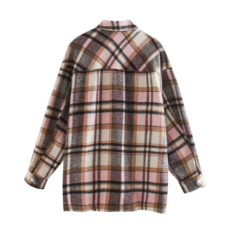 Autumn Plaid Shirt Jacket Lady Warm Lapel Loose Long Sleeve Single Breasted Top Casual Dress 
Autumn Plaid Shirt Jacket Lady Warm Lapel Loose Long Sleeve Single Breasted Top Casual Dress