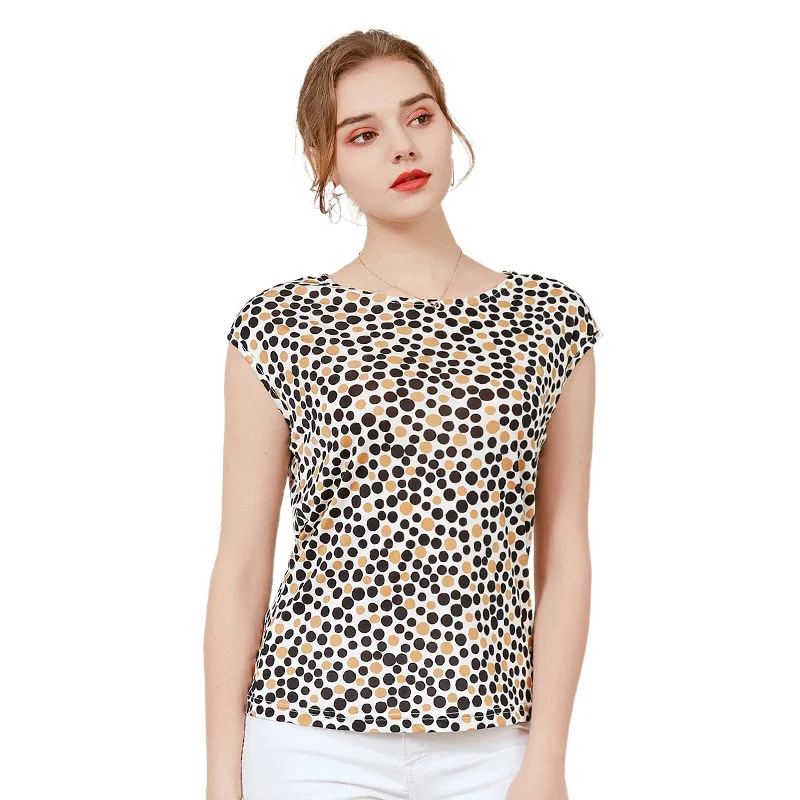 Футболка женская с принтом шелка, свободный облегающий топ с рукавами на плечах, трикотажный топ из шелка тутового шелкопряда с круглым вырезом
Футболка женская с принтом шелка, свободный облегающий топ с рукавами на плечах, трикотажный топ из шелка тутового шелкопряда с круглым вырезом