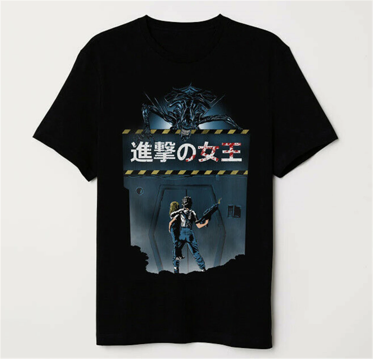 Черная футболка с надписью Attack On Titan Parody Alien Ellen Ripley Xenomorph Queen Забавный