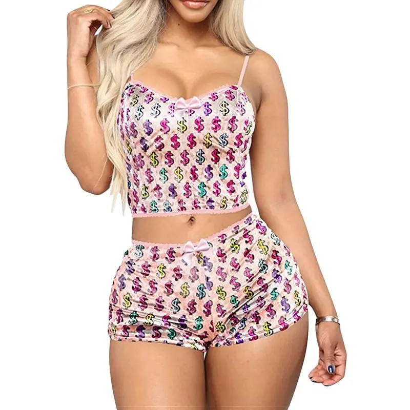 Oeak Pyjamas Women Solid Soft Sexy Nightwear Suit Velvet Lingerie Set Pleated Sleepwear Sets Strap Women Top+Loose Shorts 2Pcs 
Oeak Pyjamas Women Solid Soft Sexy Nightwear Suit Velvet Lingerie Set Pleated Sleepwear Sets Strap Women Top+Loose Shorts 2Pcs