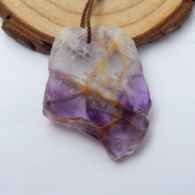 

Christmas gift,Natural Amethyst Nugget Pendant Bead Semi-precious stones jewelry accessories,36x27x4mm,5.6g
